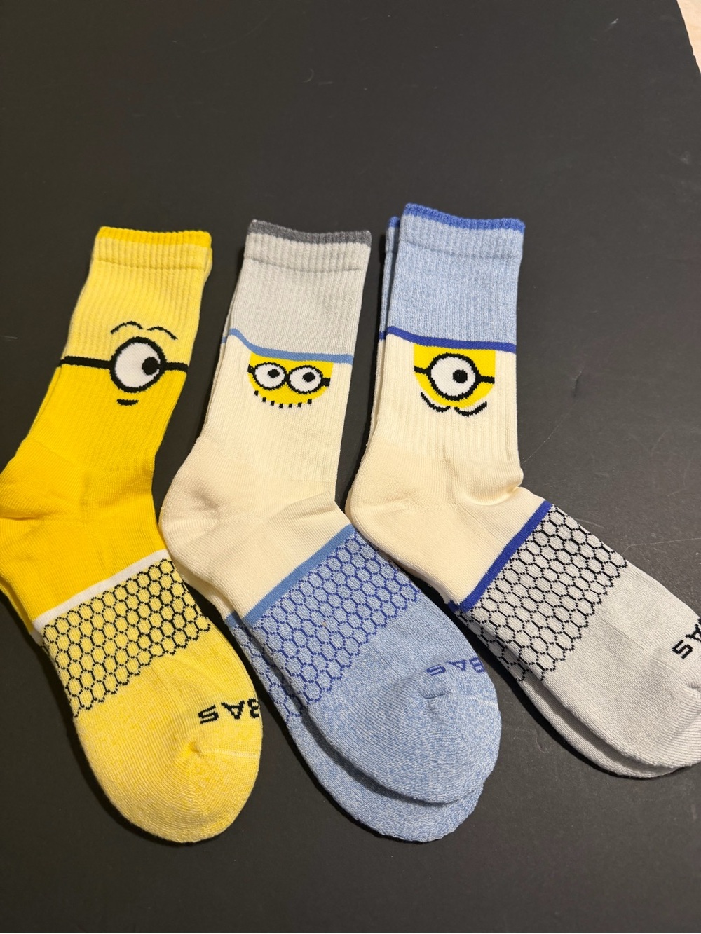 3 Pairs of Bombas Minion Socks - Size Medium